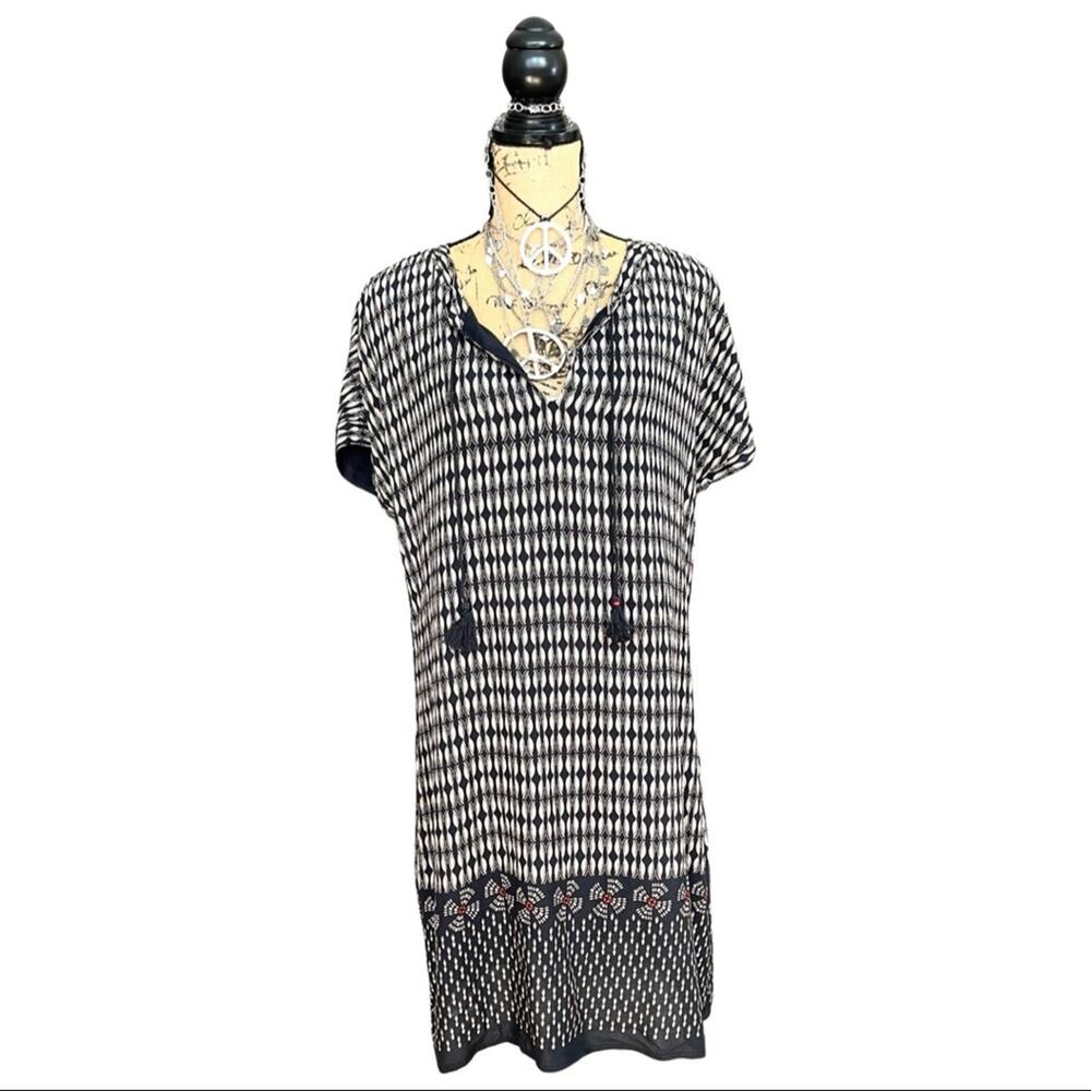 DYLAN women's knee high dress v-neckline tassels fully lined - size M - MEDIUM